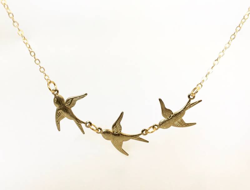 Ahoi Feine Vintage Nostalgie Schwalben Messing Kette Gliederkette von MiMaMeise