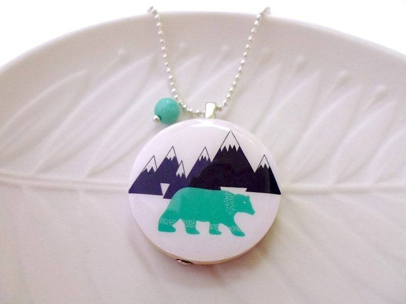 Geometrisch Bär Triangle Holz Anhänger Kette Halskette von MiMaMeise