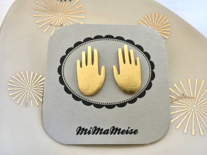 Hand Messing Hände Ohrstecker von MiMaMeise