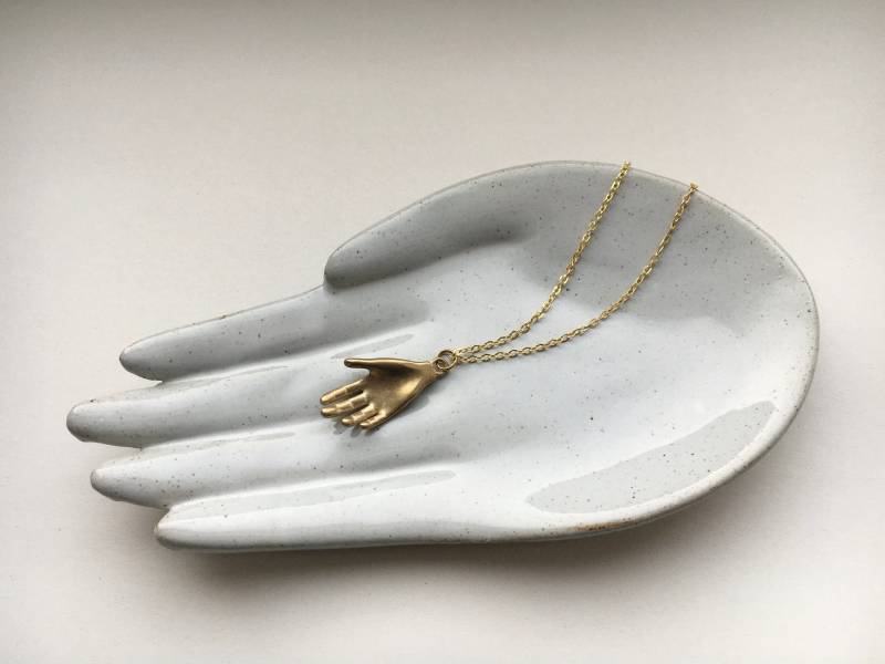 Hej Hand Schlichte Hand Messing Kette Halskette von MiMaMeise