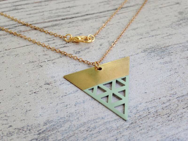 Mint Dreieck Triangle Messing Anhänger An Kette von MiMaMeise