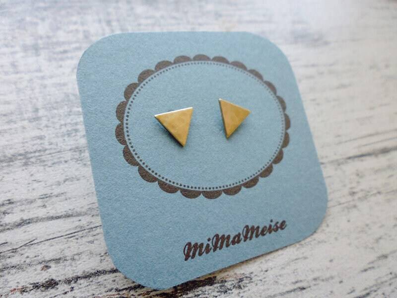 Triangle Gehämmert Messing Ohrstecker 8 Mm von MiMaMeise