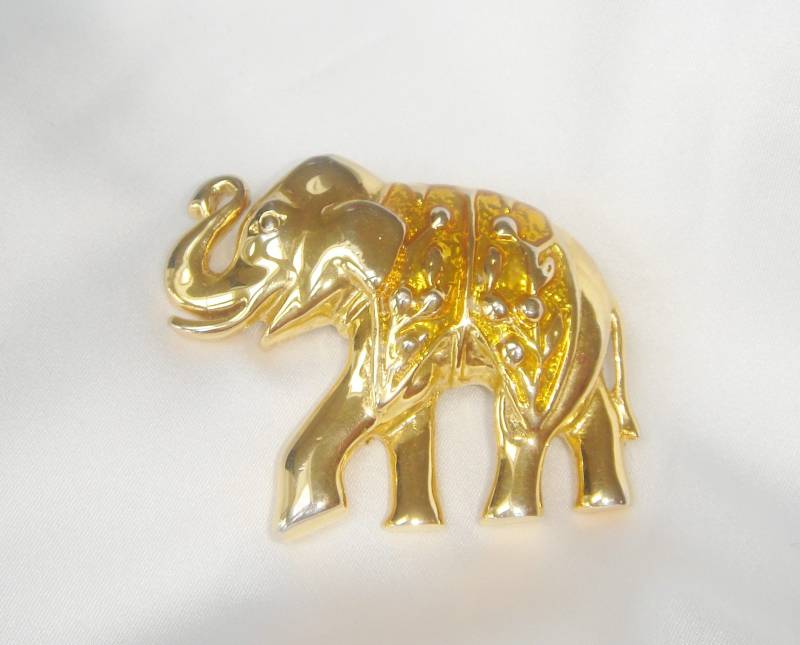 Vintage Emaille Elefant Gold Ton Brosche, Tier Pin Brosche Vintage Emaille Elefant Gold Ton Brosche, Tier Pin Brosche von MiMiaDeco