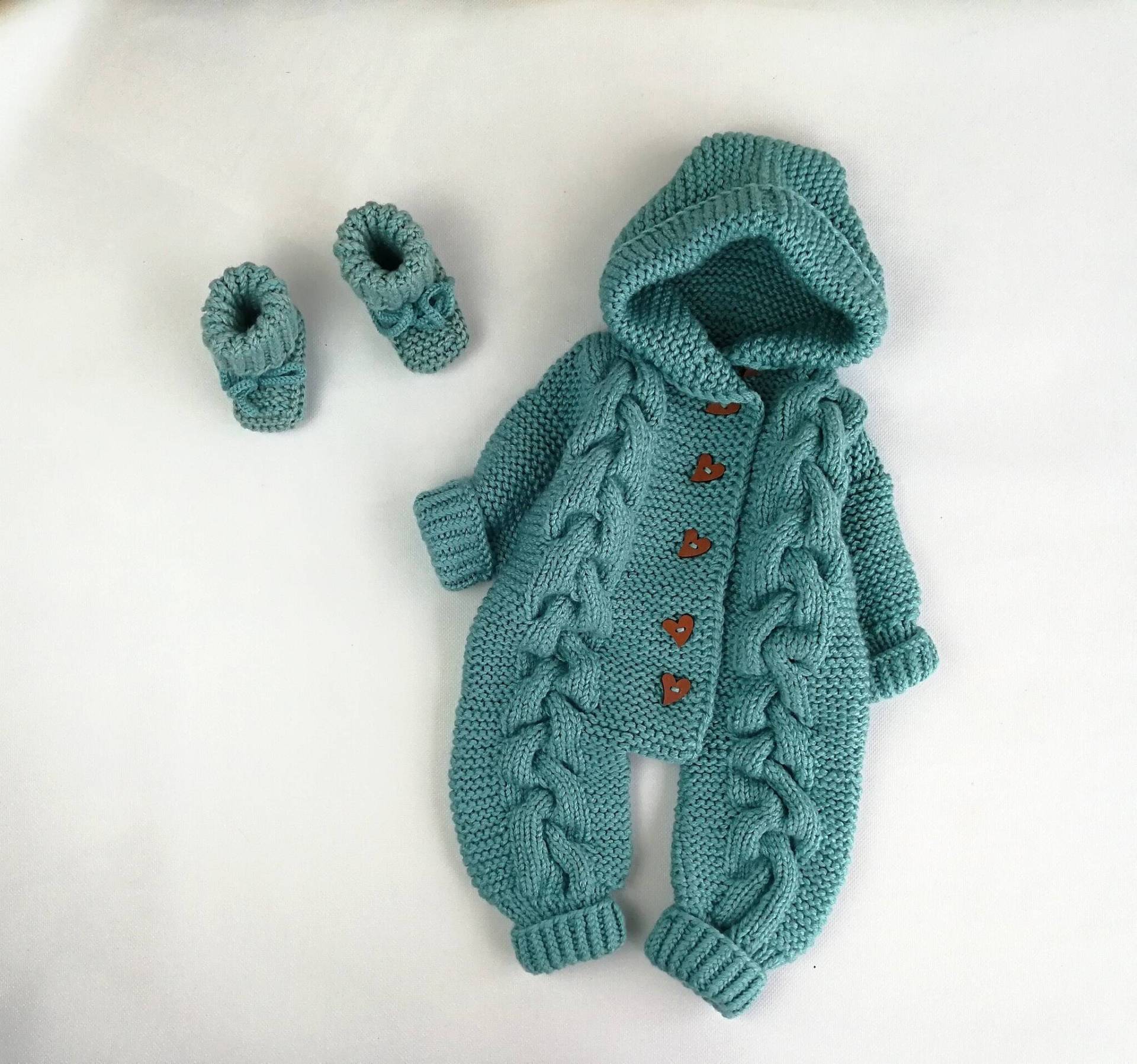 Baby Strampler Und Booties Set, Mädchen Jungen Gestrickt Overall, Neugeborene Winter Kleidung, Neue Mama Geschenk Nehmen Sie Nach Hause Outfit von MiMishkaKids