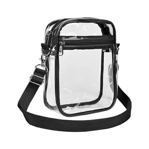 Durchsichtige Umhängetasche, Transparente PVC Geldbörse, Kulturbeutel Kulturtasche Stadiontasche mit Vordertasche für Musikfestivals, Konzerte von MiOYOOW