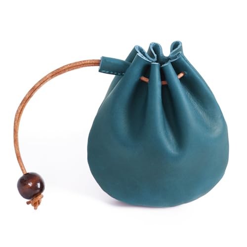 Geldbörse mit Kordelzug, Mini Mittelalter Schlüsselmappe,Leder Würfeltasche Münzbeutel mit Kordelzug für Männer Frauen Erwachsene von MiOYOOW