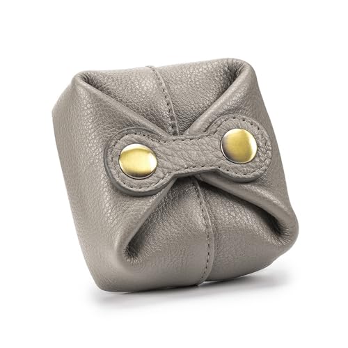 MiOYOOW Leder Münzbeutel, Münzbörse Klein Mini Geldbeutel Münz Organizer Beutel, Vintage Wechselgeldhalter mit Doppeltem Druckknopf für Damen und Herren von MiOYOOW
