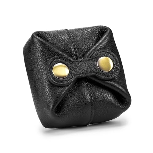 MiOYOOW Leder Münzbeutel, Münzbörse Klein Mini Geldbeutel Münz Organizer Beutel, Vintage Wechselgeldhalter mit Doppeltem Druckknopf für Damen und Herren von MiOYOOW