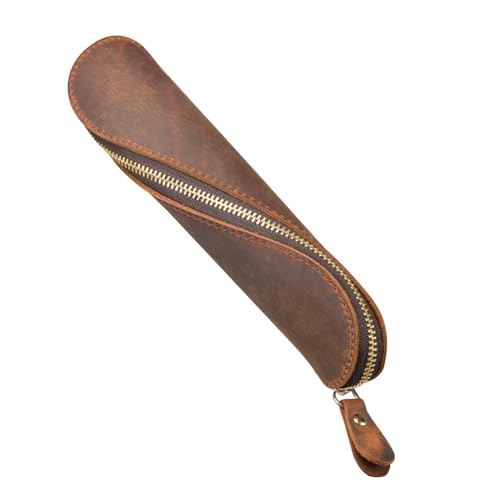 Federmäppchen,Crazy Horse Federmäppchen Handgefertigt Bleistift Geldbörse aus Leder für Schule Büro Schlafzimmer von MiOYOOW