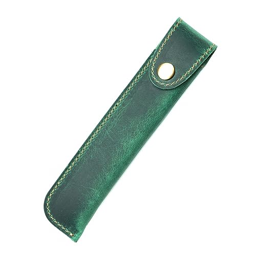 MiOYOOW Federmäppchen aus Leder Kugelschreiber Etui tragbares Federmäppchen Retro-Stiftehalter mit Druckknopf Leder Stift Etui für die Schule Zuhause Arbeit Büro von MiOYOOW