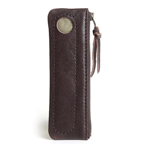MiOYOOW Federmäppchen aus PU Leder, Stiftetasche Retro Stiftemäppchen mit Reißverschluss, Ästhetischer Schreibwarenhalter für Marker, Arbeit, Büro von MiOYOOW