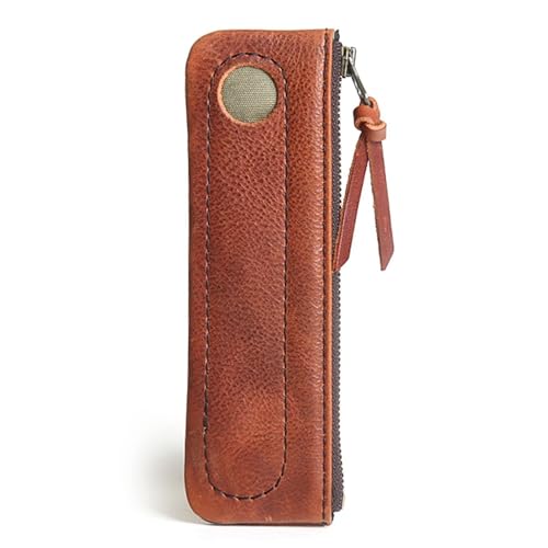 MiOYOOW Federmäppchen aus PU Leder, Stiftetasche Retro Stiftemäppchen mit Reißverschluss, Ästhetischer Schreibwarenhalter für Marker, Arbeit, Büro von MiOYOOW