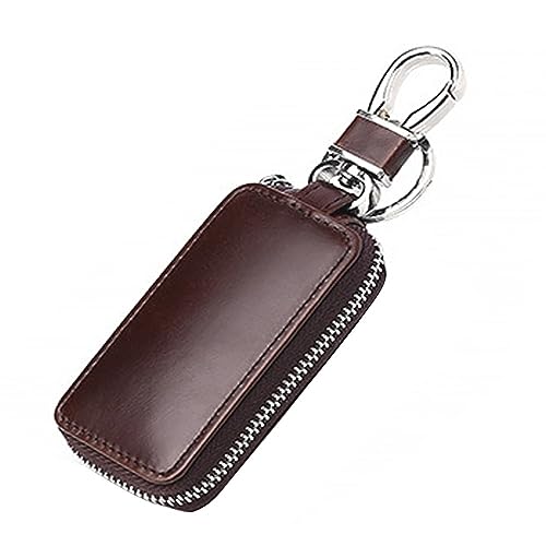 MiOYOOW Leder Autoschlüssel Tasche, Autoschlüssel Signal Abschirmbox, Auto Smart Keychain Münzhalter Auto Fernbedienung Schlüsselanhänger für Frauen und Männer, 8,5 × 2,4 cm von MiOYOOW