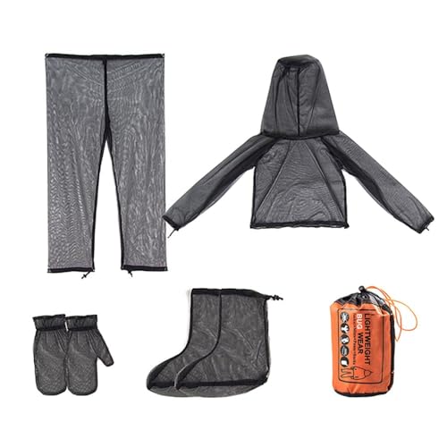 MiOYOOW Moskito Anzug, Insektenjacke Mesh Kapuzenanzüge Mückenanzug, Ultraleicht Mesh Hooded Bug Jacke für Männer Frauen Wandern Angeln Camping von MiOYOOW