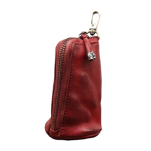 MiOYOOW Münzbeutel aus Leder mit Reißverschluss, Ledergeldbeutel Mittelalterlicher Münz Organizer, Mini Portemonnaie Tragbarer Vintage Wechselhalter für Bargeld Schlüssel Münzen von MiOYOOW
