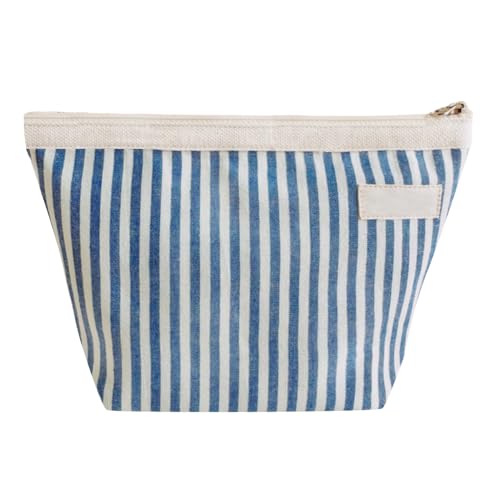 Reise Makeup Tasche, Gestreifte Kosmetiktasche, Kleiner Kulturbeutel aus Baumwolle mit Reißverschluss für Damen Reise Makeup Tasche, Gestreifte Kosmetiktasche, Kleiner Kulturbeutel aus Baumwolle mit Reißverschluss für Damen von MiOYOOW