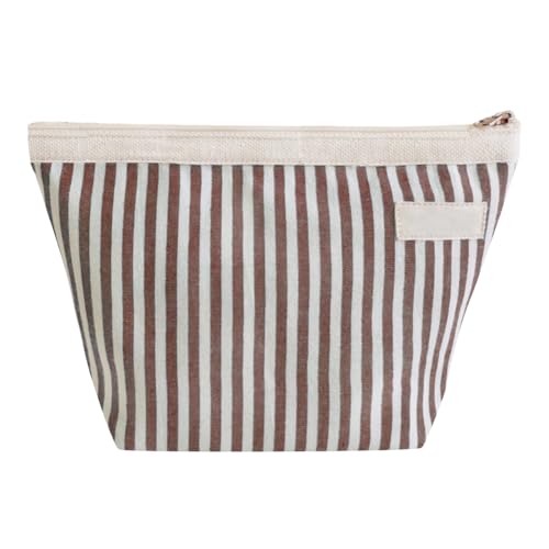 Reise Makeup Tasche, Gestreifte Kosmetiktasche, Kleiner Kulturbeutel aus Baumwolle mit Reißverschluss für Damen Reise Makeup Tasche, Gestreifte Kosmetiktasche, Kleiner Kulturbeutel aus Baumwolle mit Reißverschluss für Damen von MiOYOOW