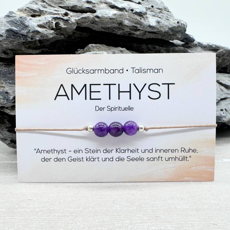 Amethyst Edelstein Macramé Armband Glücksbringer Talisman Ø 6 Mm Mac060 von MiPerlaDesign