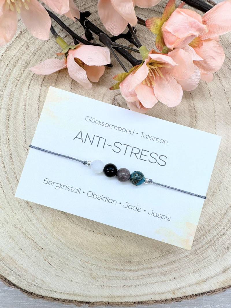 Anti-stress Edelstein Macramé Armband Bergkristall Obsidian Jade Jaspis Ca. Ø 6 Mm Glücksbringer Kraft Erholung Mac031 von MiPerlaDesign