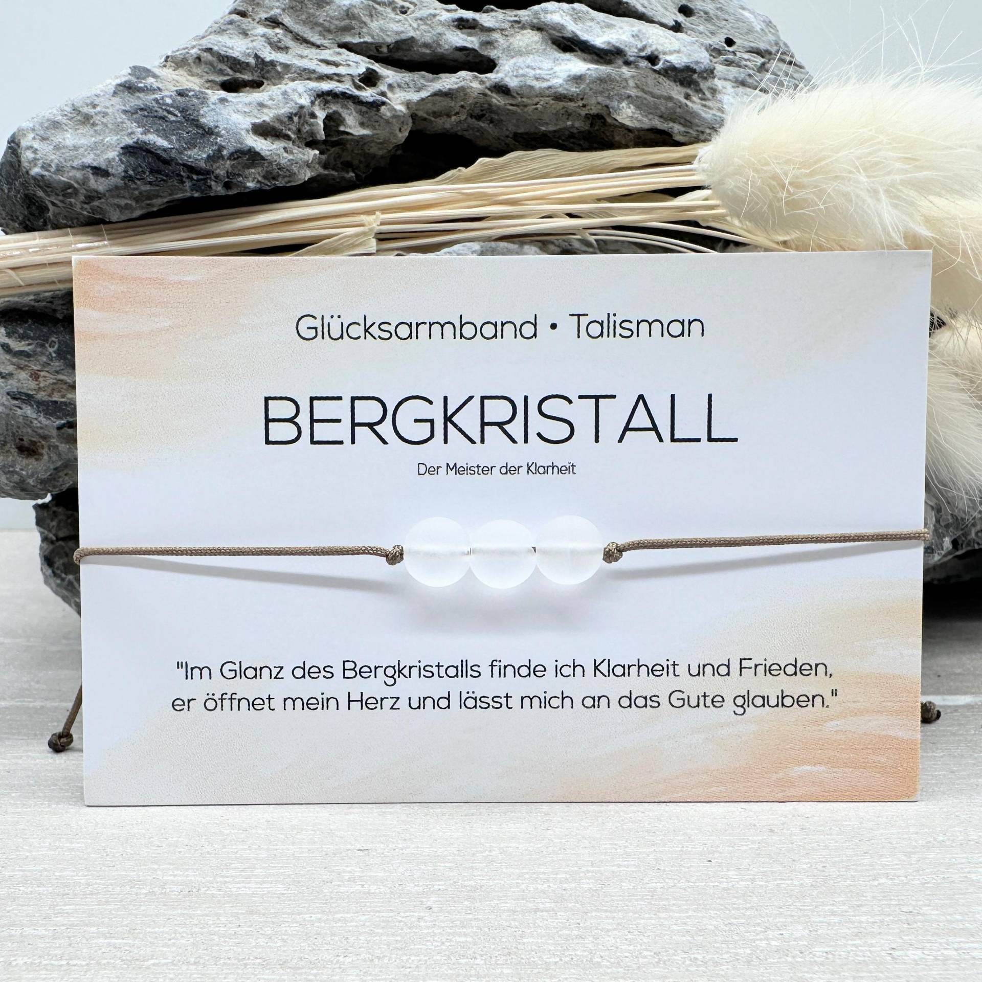 Bergkristall Edelstein Macramé Armband Ø 6 Mm Glücksbringer Talisman Harmonie Masterhealer Kraft Mac050.1 von MiPerlaDesign