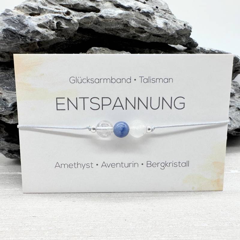Enspannung Edelstein Macramé Armband Amethyst Aventurin Bergkristall Ø 6 Mm Talisman Balance Wohlbefinden Art-Nr. Mac013 von MiPerlaDesign