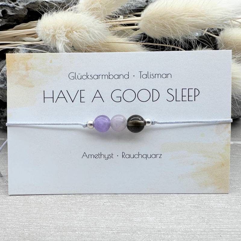 Have A Good Sleep Edelstein Macramé Armband Amethyst Rauchquarz Ø 6mm Glücksbringer Talisman Träume Schlafprobleme von MiPerlaDesign