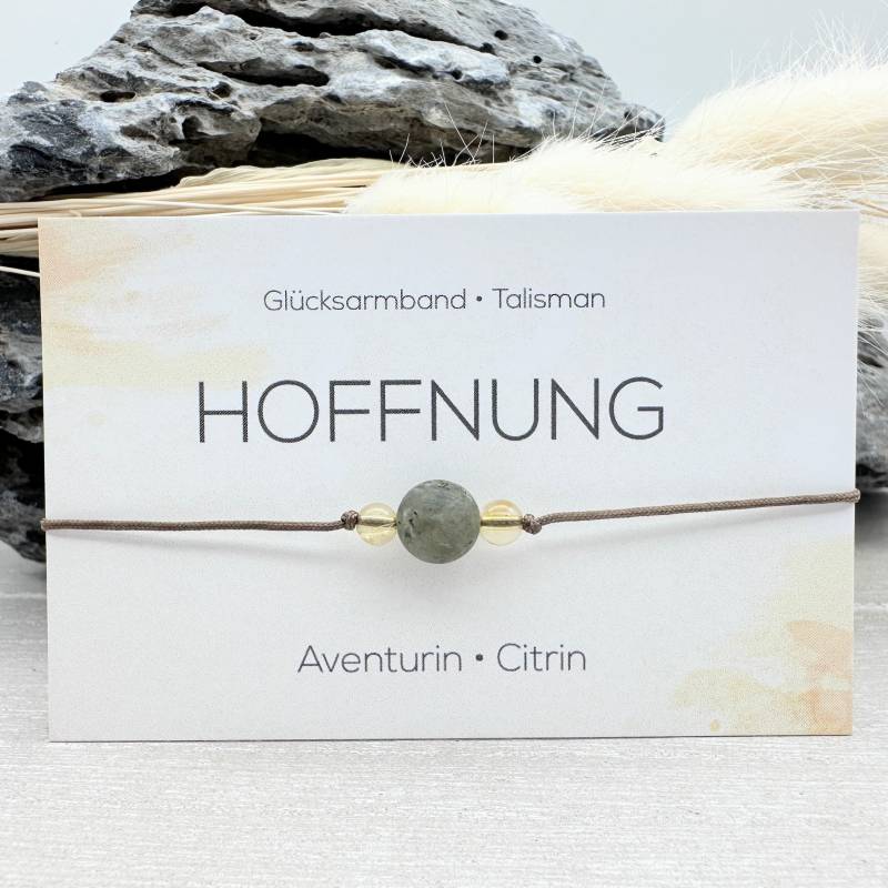 Hoffnung Edelstein Macramé Armband Citrin Aventurin Ca. Ø 4+8 Mm Glücksbringer Talisman Mutmacher Selbstvertrauen von MiPerlaDesign