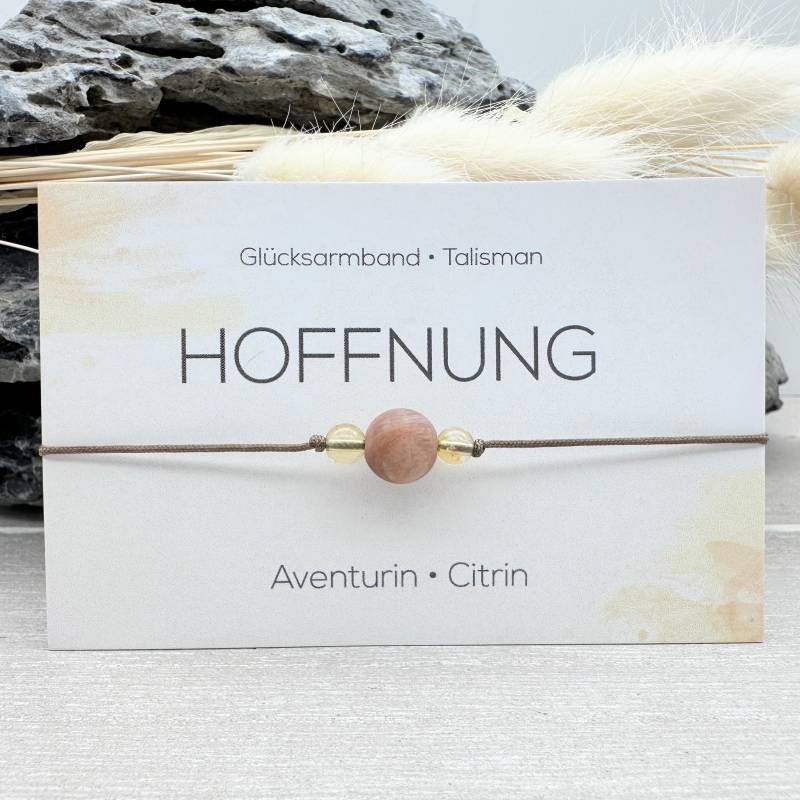 Hoffnung Edelstein Macramé Armband Citrin Aventurin Ca. Ø 4+8 Mm Glücksbringer Talisman Mutmacher Selbstvertrauen von MiPerlaDesign