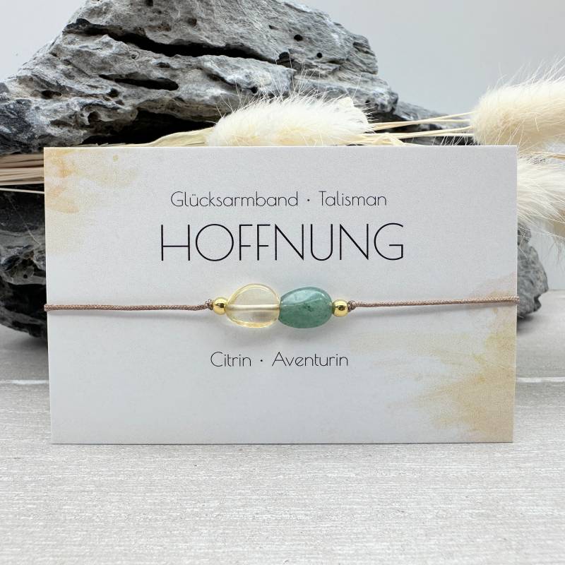 Hoffnung Edelstein Macramé Armband Citrin Aventurin Ca. Ø 8 Mm Nuggets Glücksbringer Talisman Mutmacher Selbstvertrauen von MiPerlaDesign