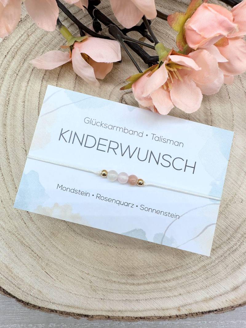 Kinderwunsch Edelstein Macramé Armband Mondstein Rosenquarz Bergkristall Ø Ca. 4 Mm Glücksbringer Talisman Mommy To Be von MiPerlaDesign