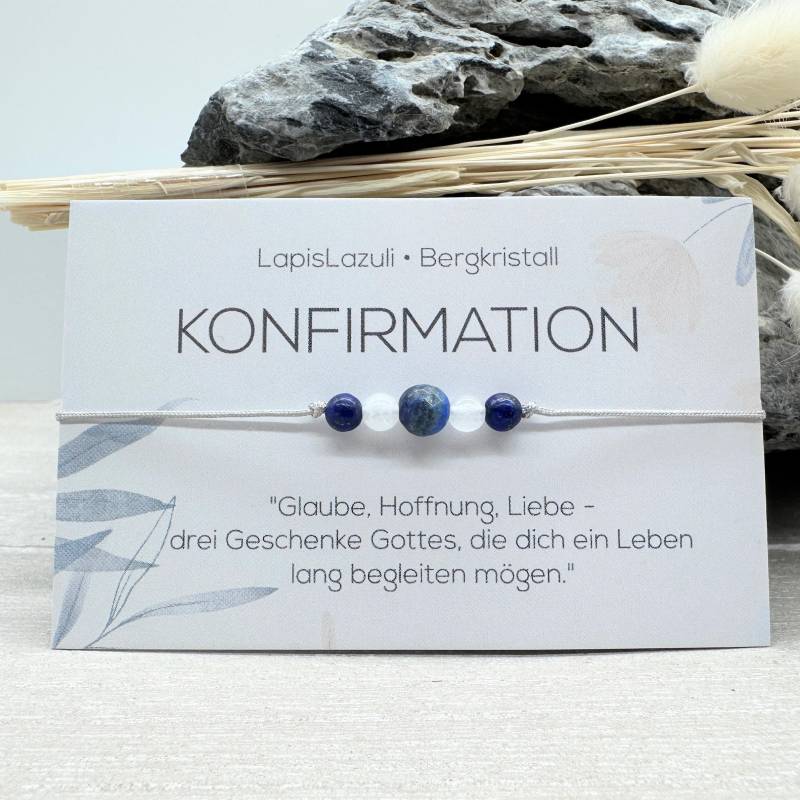 Konfirmation Edelstein Macramé Armband Lapislazuli Bergkristall Ø 6+4 Mm Geschenkidee Mac045.3 von MiPerlaDesign