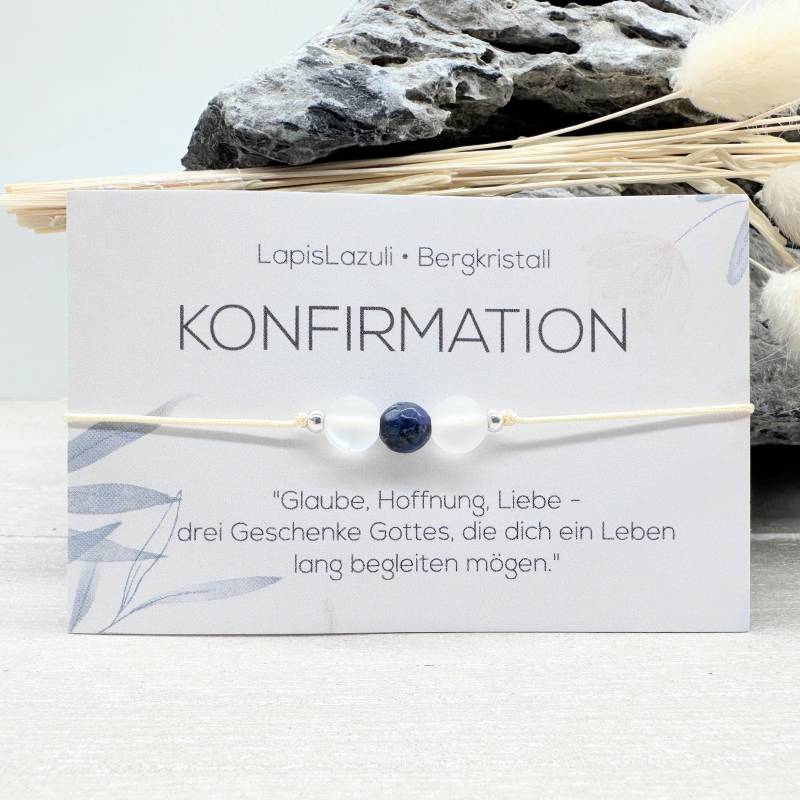 Konfirmation Edelstein Macramé Armband Lapislazuli Bergkristall Ø 6 Mm Geschenkidee Mac045 von MiPerlaDesign
