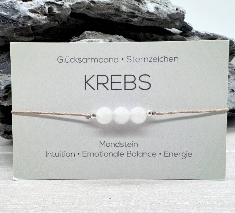 Krebs Edelstein Macramé Armband Mondstein Ø 6 Mm Sternzeichen Glücksarmband Art.-Nr. Sz04.1 von MiPerlaDesign