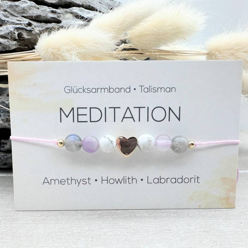 Meditation Edelstein Macramé Armband Amethyst Howlith Labradorit Ø 6 Mm Glücksbringer Talisman Achtsamkeit Lebensfreude von MiPerlaDesign