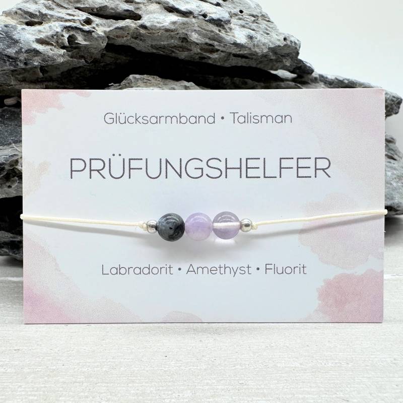 Prüfungshelfer Edelstein Macramé Armband Labradorit Fluorit Amethyst Ø 6 Mm Glücksbringer Talisman Mac010.1 von MiPerlaDesign
