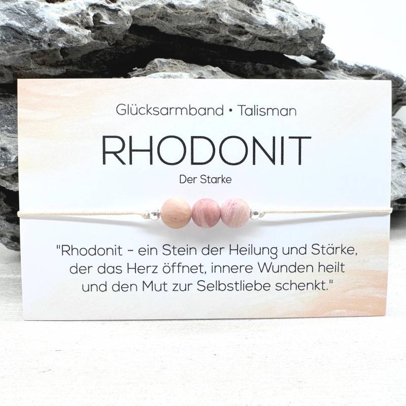 Rhodonit Matt Edelstein Macramé Armband Ø 6 Mm Glücksbringer Powerstein Dynamik Glück Muntermacher Art.-Nr. Mac054 von MiPerlaDesign
