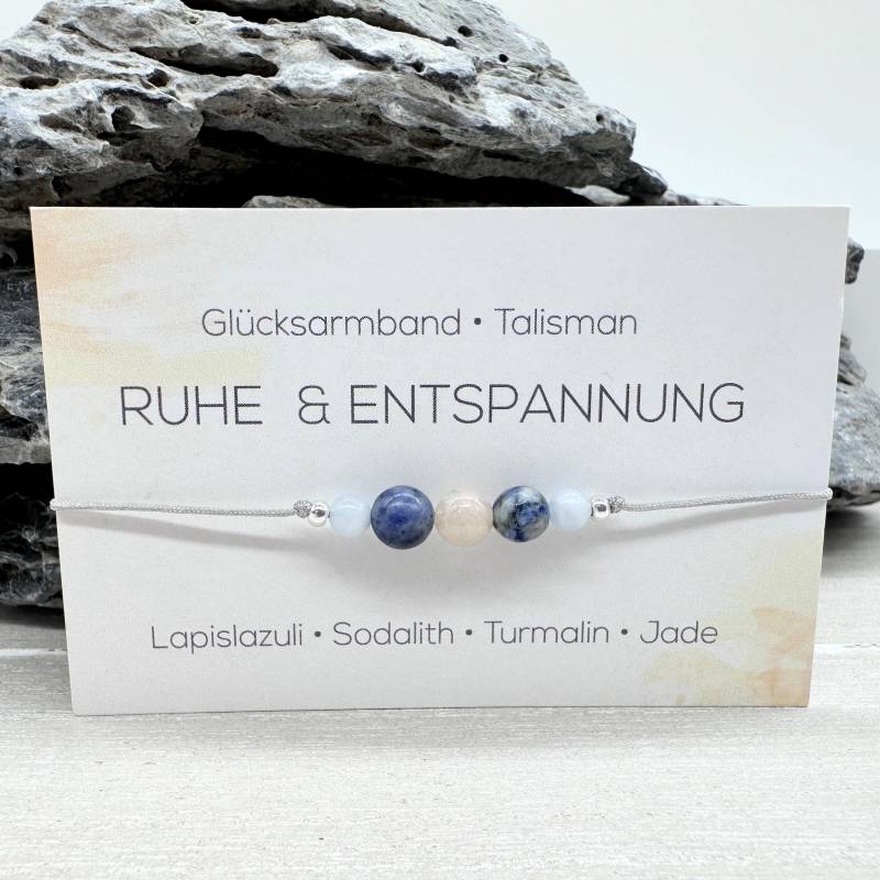 Ruhe & Entspannung Edelstein Macramé Armband Lapislazuli Sodalith Turmalin Jade Ø 6 Mm Glücksbringer Gelassenheit Mac015 von MiPerlaDesign