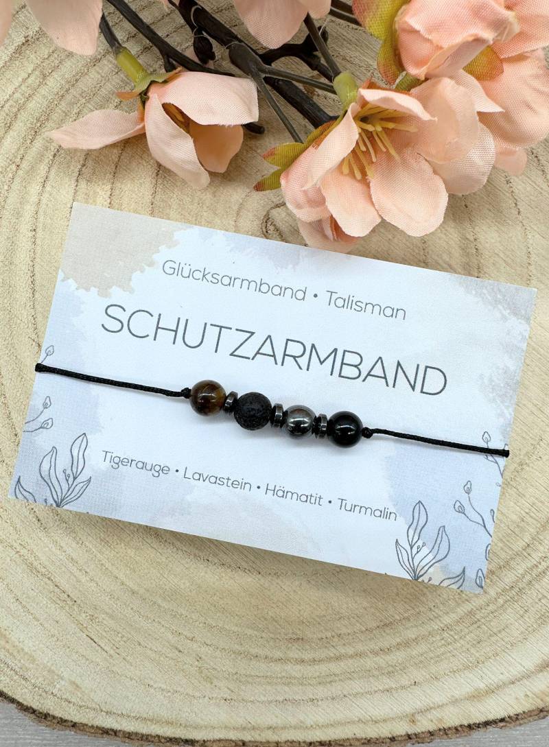 Schutzarmband Edelstein Macramé Armband Lavastein Hämatit Turmalin Ø 6 Mm Disc 4 Talisman Glück Mac027.1 von MiPerlaDesign