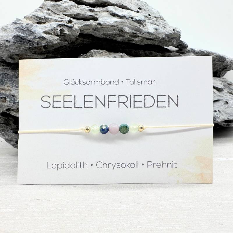 Seelenfrieden Edelstein Macramé Armband Lepidolith Chrysokoll Prehnit Ø 4 Mm Glücksbringer Talisman Entspannung Ruhe von MiPerlaDesign