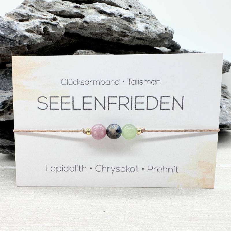 Seelenfrieden Edelstein Macramé Armband Lepidolith Chrysokoll Prehnit Ø 6 Mm Glücksbringer Talisman Entspannung Ruhe von MiPerlaDesign