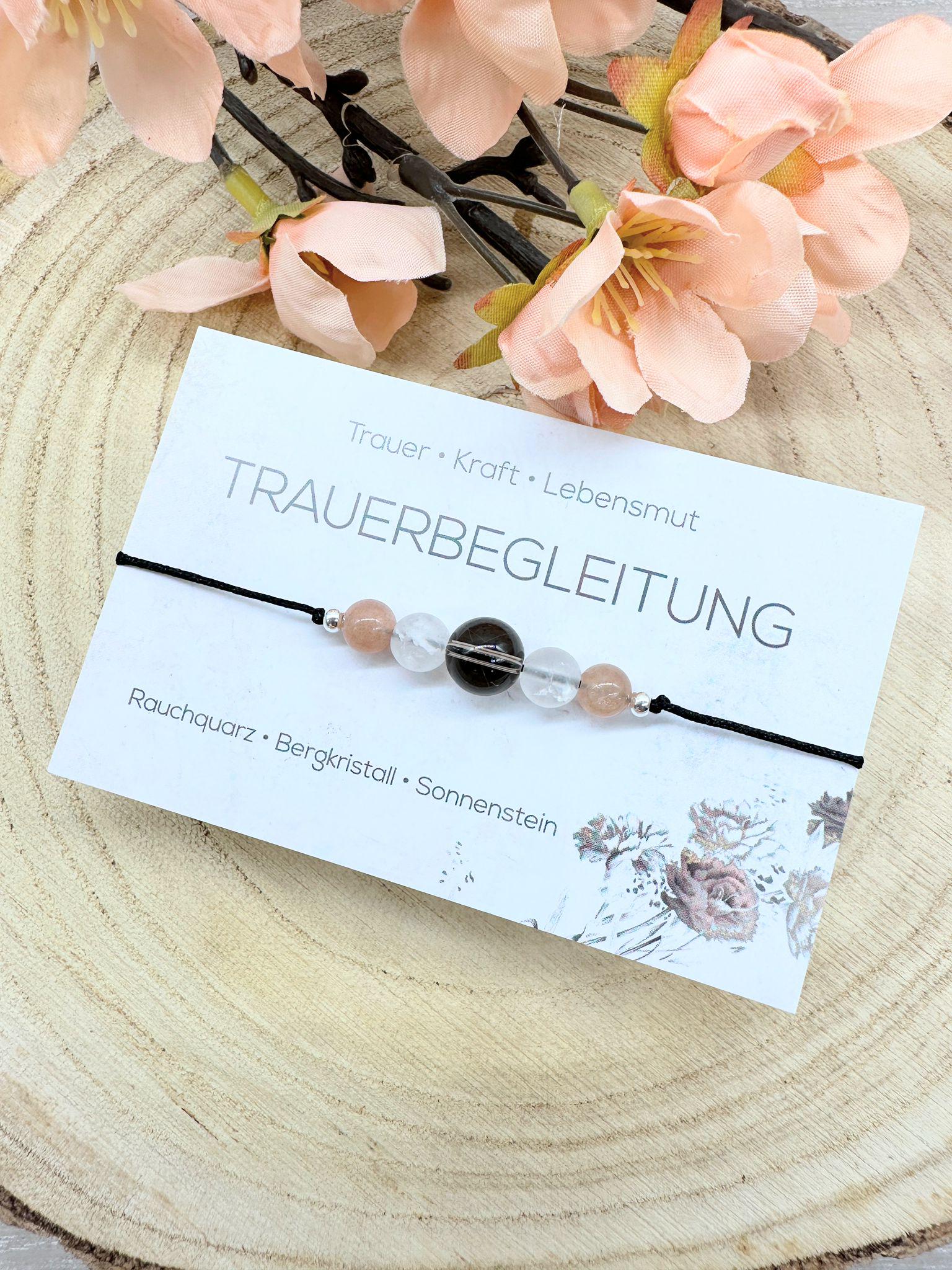 Trauerbegleitung Edelstein Macramé Armband Rauchquarz Bergkristall Sonnenstein Ø 6mm/8mm Glücksbringer Talisman Mut Kraft Trauerbegleitung Edelstein Macramé Armband Rauchquarz Bergkristall Sonnenstein Ø 6mm/8mm Glücksbringer Talisman Mut Kraft von MiPerlaDesign