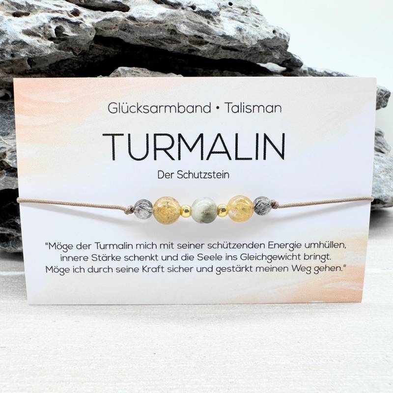 Turmalin Edelstein Macramé Armband Ø 6+4 Mm Glücksbringer Talisman Energie Lebensfreude Glück Mac057.4 von MiPerlaDesign