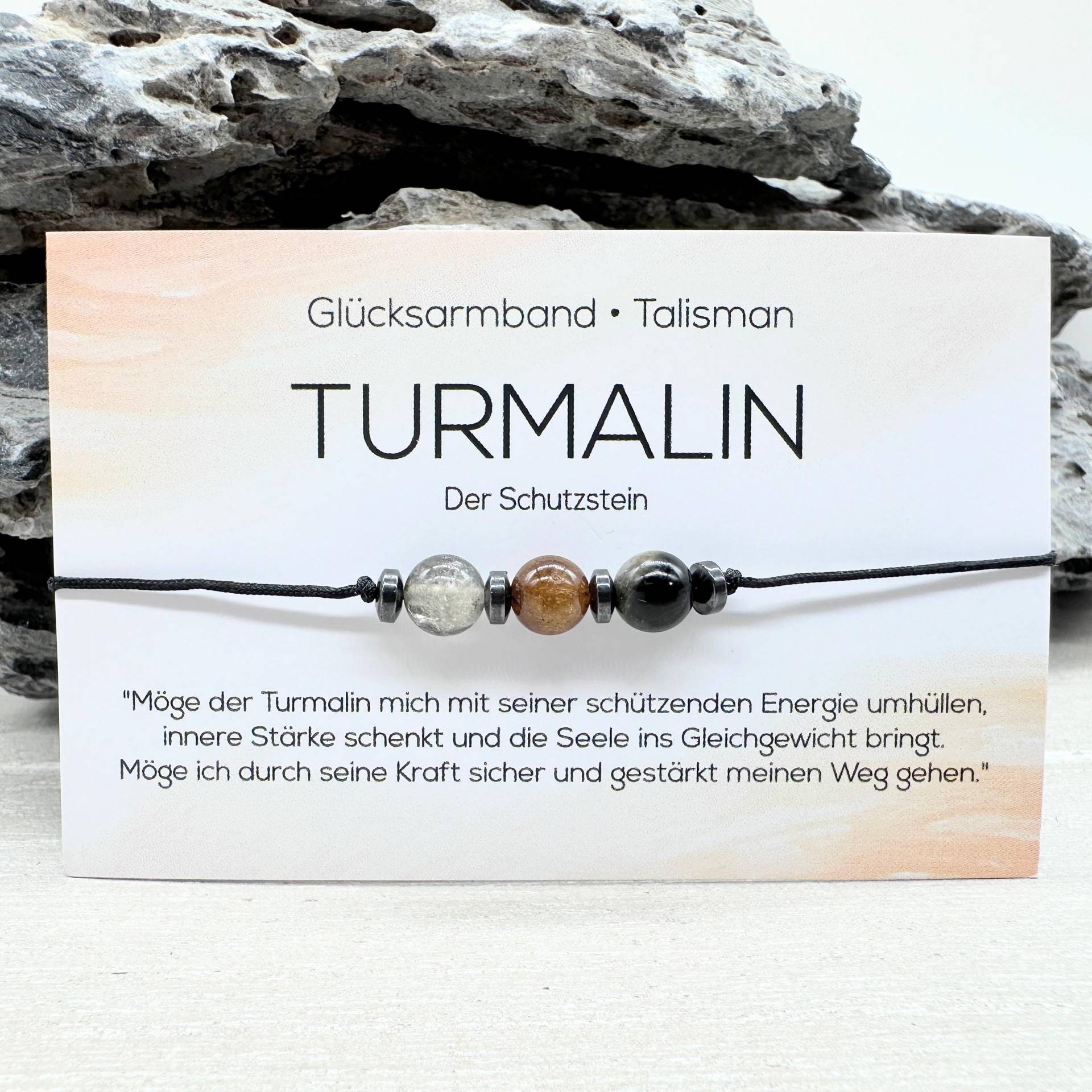 Turmalin Edelstein Macramé Armband Ø 6 Mm Hämatit Disc Perlen 4 Glücksbringer Talisman Energie Lebensfreude Mac057.3 von MiPerlaDesign