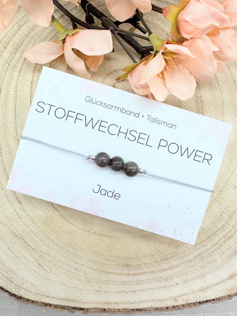 stoffwechsel Power Edelstein Macramé Armband Jade Ca. Ø 6 Mm Glücksbringer Talisman Wohlbefinden Art.-Nr. Mac017 von MiPerlaDesign