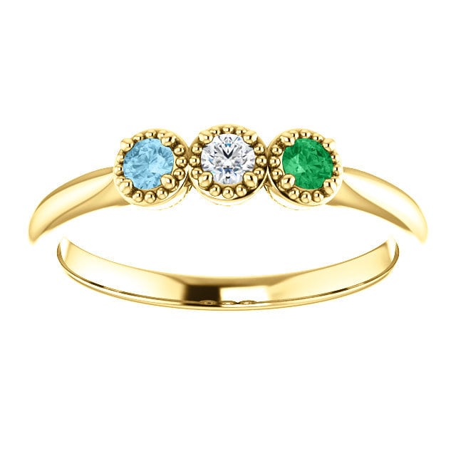 Mutter/Großmutter Ring, Design Your Own, 3 Stein 14K Gold Low Profile Familie Edelstein Ring Mutter/Großmutter Ring, Design Your Own, 3 Stein 14K Gold Low Profile Familie Edelstein Ring von MiShelliDesigns