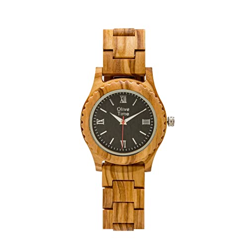 Mita - Made in Italy. Damenuhr aus Olivenholz | schwarzes Zifferblatt Ø40 mm | Dicke 10 mm | 20 mm Armband verstellbar | Natürliches und Elegantes Design, schwarz, Armband von Mita