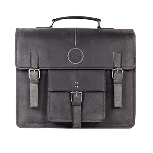 MiTASCH Laptoptasche Messenger bag bis zu 15 Zoll Leder Umhängetasche Notebooktasche Leder Vintage Schwarz von MiTASCH