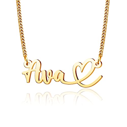 MiWangLing Halskette mit Herzanhänger, personalisierbar, Edelstahl, 45,7 cm, Metall, Sockel MiWangLing Halskette mit Herzanhänger, personalisierbar, Edelstahl, 45,7 cm, Metall, Sockel von MiWangLing