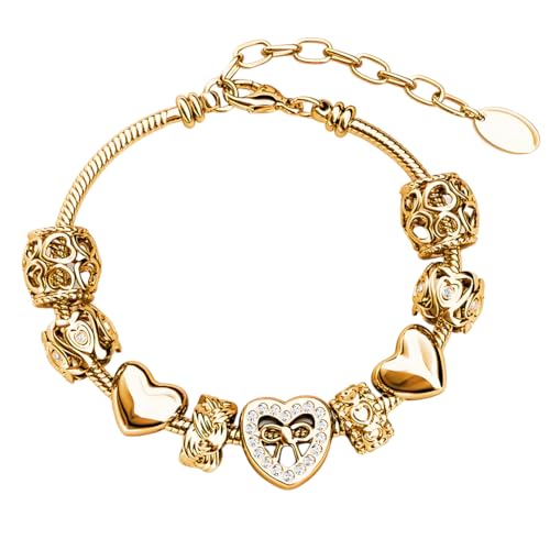 MGJ™ Damen-Armband mit Herzanhänger und österreichischen Kristallen | Präsentiert in einem festlichen weißen Weihnachtsknallbonbon | Hypoallergenes Schmuckgeschenk in Silber, Roségold und Gold (Gold) von Mia Grace Jewellery