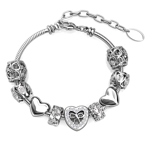 MGJ™ Damen-Armband mit Herzanhänger und österreichischen Kristallen | Präsentiert in einem festlichen weißen Weihnachtsknallbonbon | Hypoallergenes Schmuckgeschenk in Silber, Roségold und Gold von Mia Grace Jewellery
